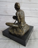 Native American Indian Shaman Medicine Man Playing Tom Tom - Bronze
