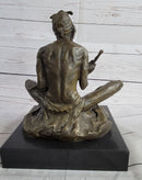Native American Indian Shaman Medicine Man Playing Tom Tom - Bronze