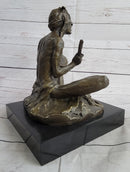 Native American Indian Shaman Medicine Man Playing Tom Tom - Bronze