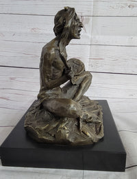 Native American Indian Shaman Medicine Man Playing Tom Tom - Bronze