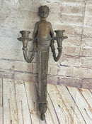 Bronze Candelabra Candle Holder Wall Sconce Young Satyr Cherub Boy