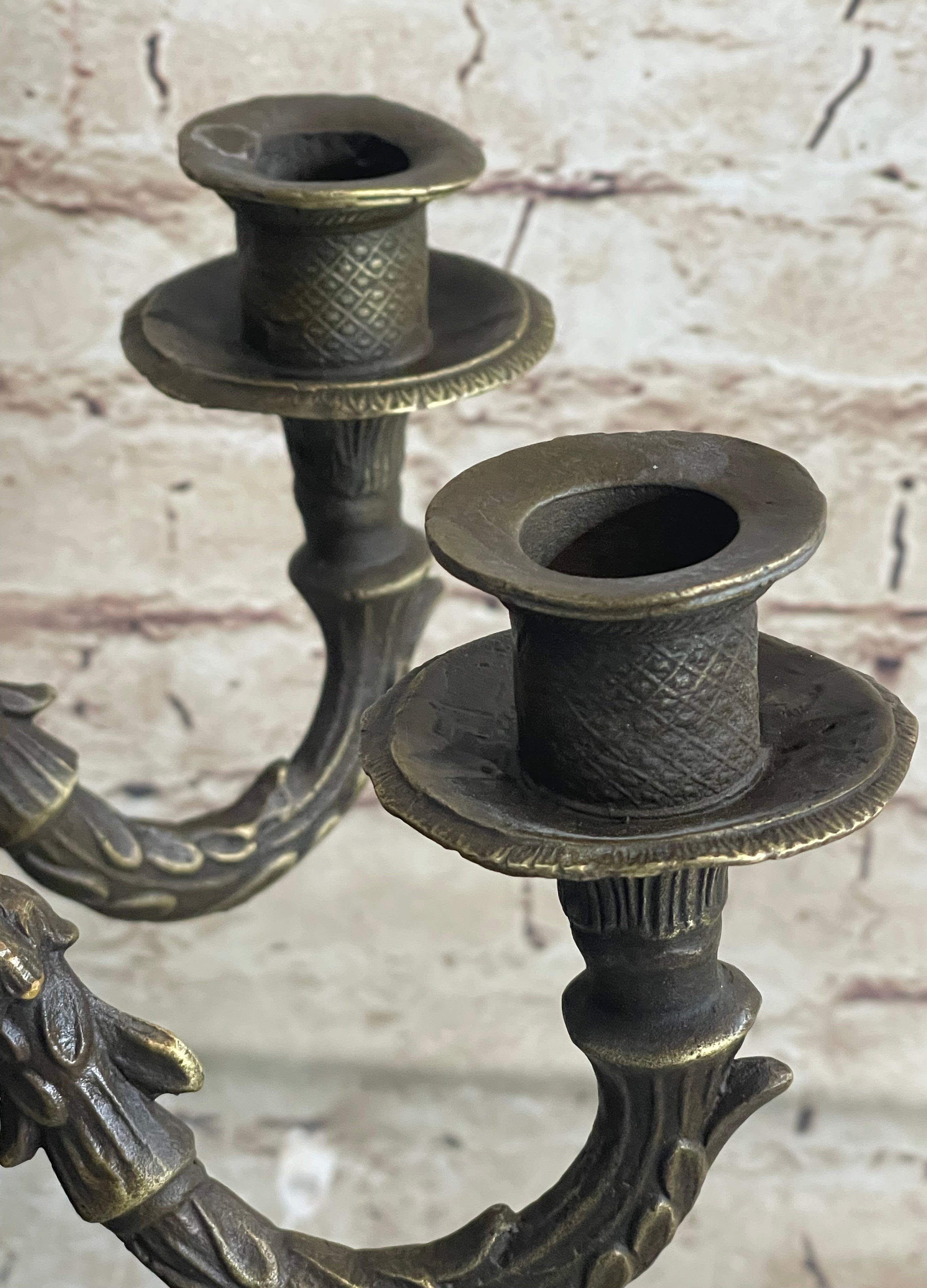 Bronze Candelabra Candle Holder Wall Sconce Young Satyr Cherub Boy