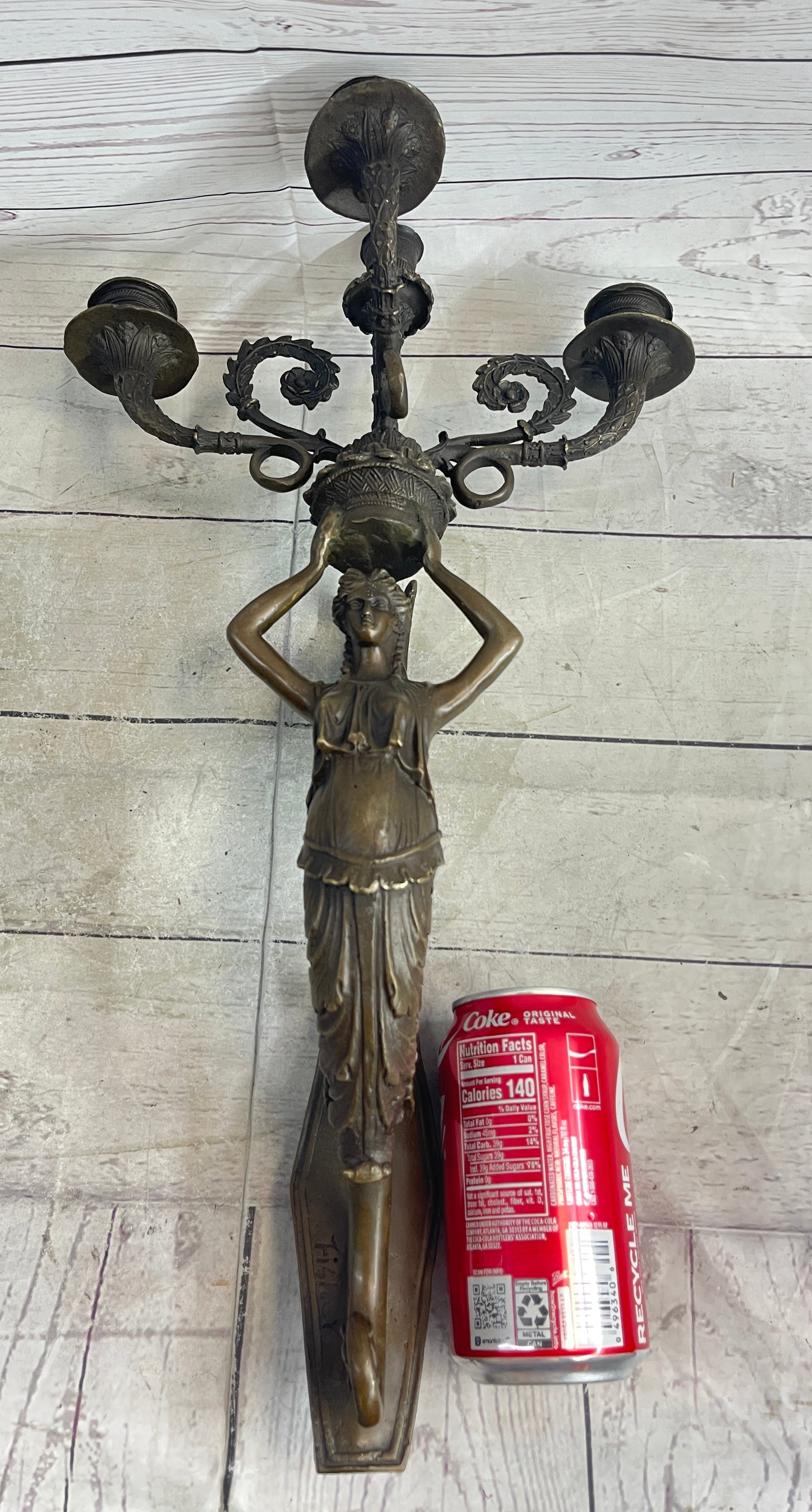 Wall Mounted Female Bronze Metal Candle Holder Sconce