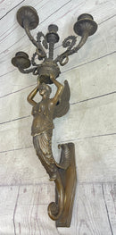 Wall Mounted Female Bronze Metal Candle Holder Sconce