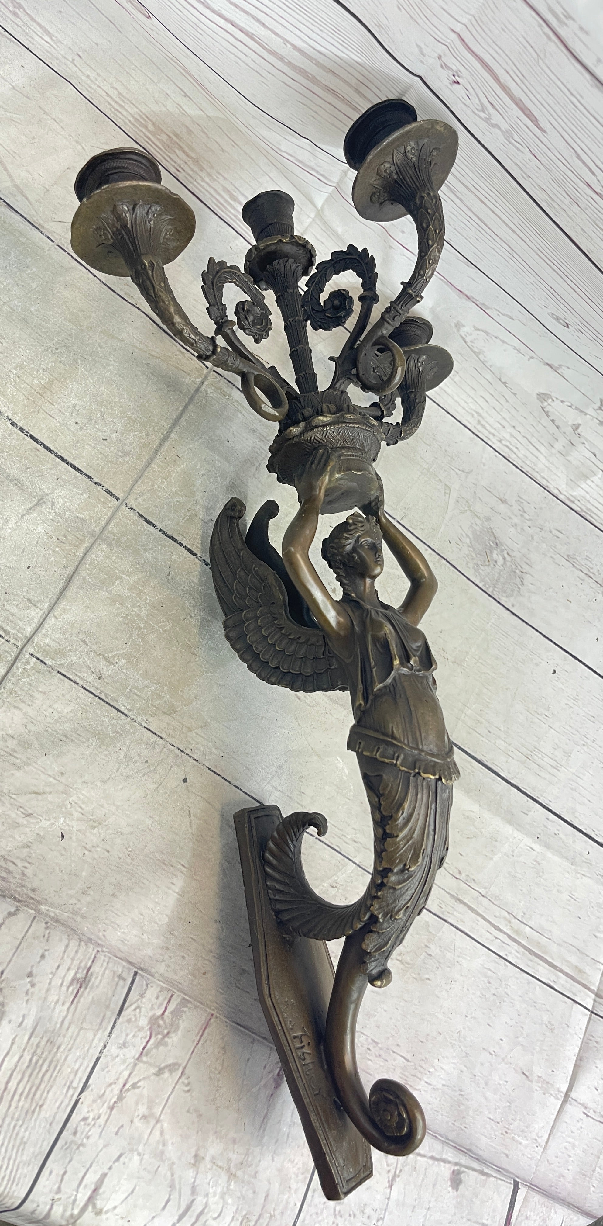 Wall Mounted Female Bronze Metal Candle Holder Sconce