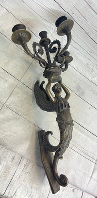 Wall Mounted Female Bronze Metal Candle Holder Sconce