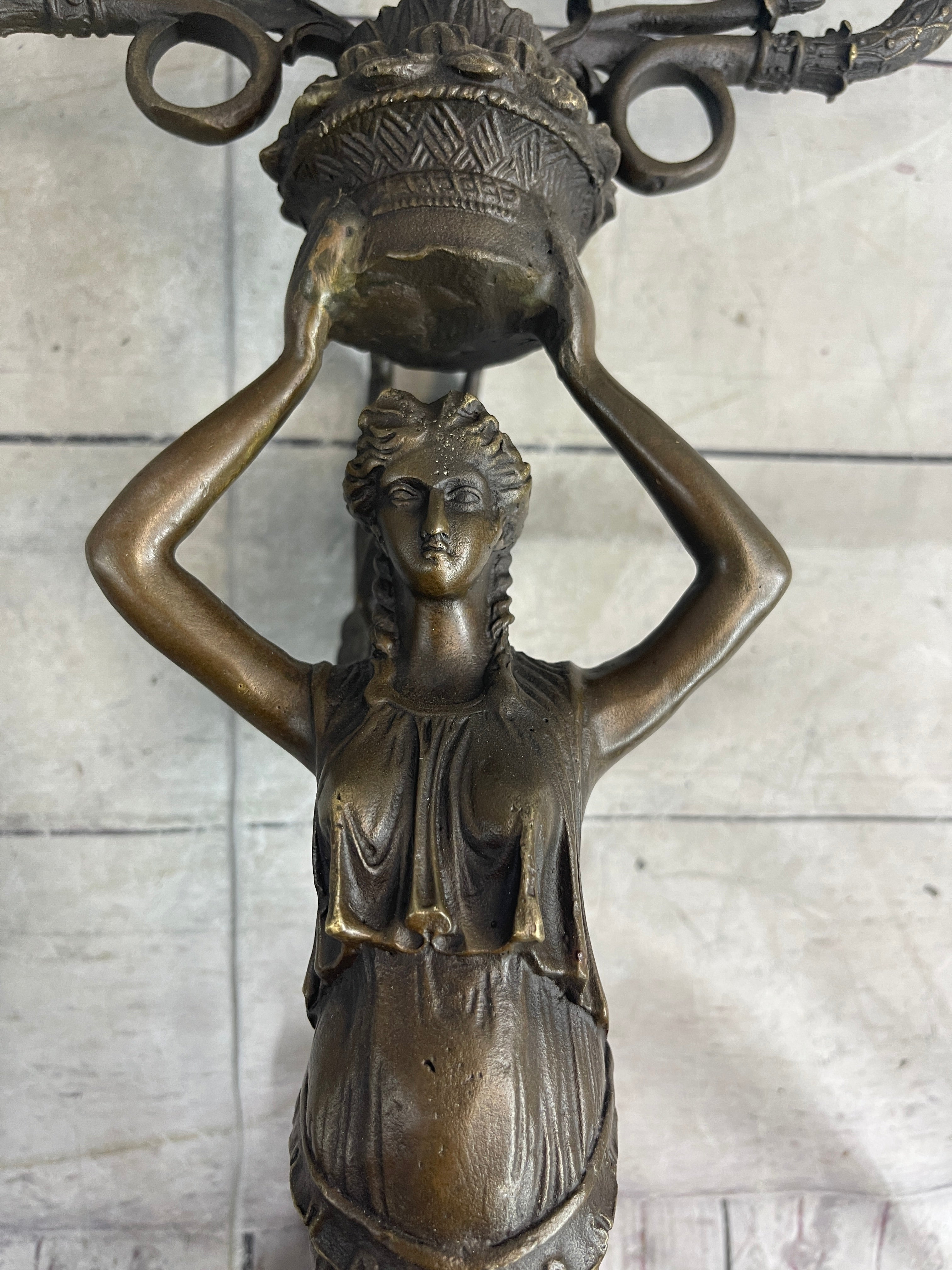 Wall Mounted Female Bronze Metal Candle Holder Sconce