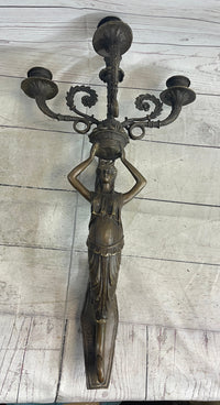 Wall Mounted Female Bronze Metal Candle Holder Sconce