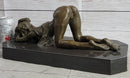 Erotic Art Bronze Figure Sculpture Crawling Girl on Knees 7" x 15"