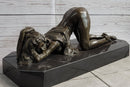 Erotic Art Bronze Figure Sculpture Crawling Girl on Knees 7" x 15"
