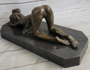 Erotic Art Bronze Figure Sculpture Crawling Girl on Knees 7" x 15"