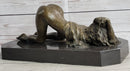 Erotic Art Bronze Figure Sculpture Crawling Girl on Knees 7" x 15"