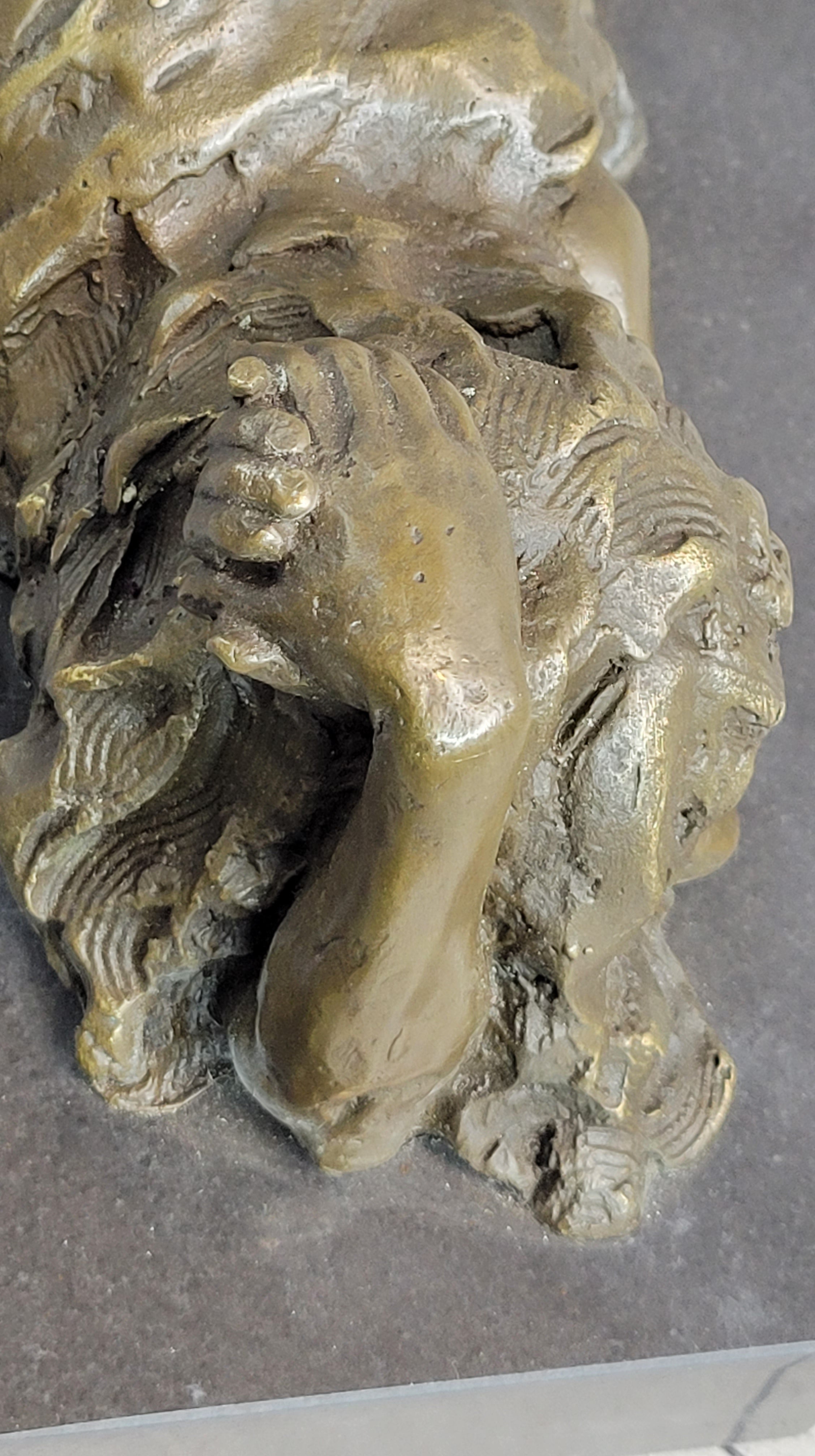 Erotic Art Bronze Figure Sculpture Crawling Girl on Knees 7" x 15"