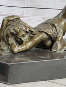 Erotic Art Bronze Figure Sculpture Crawling Girl on Knees 7" x 15"