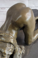 Erotic Art Bronze Figure Sculpture Crawling Girl on Knees 7" x 15"