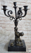 Hot Cast Bronze Cherubim Candle Holder Candelabra 16" x 8"