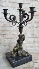 Hot Cast Bronze Cherubim Candle Holder Candelabra 16" x 8"