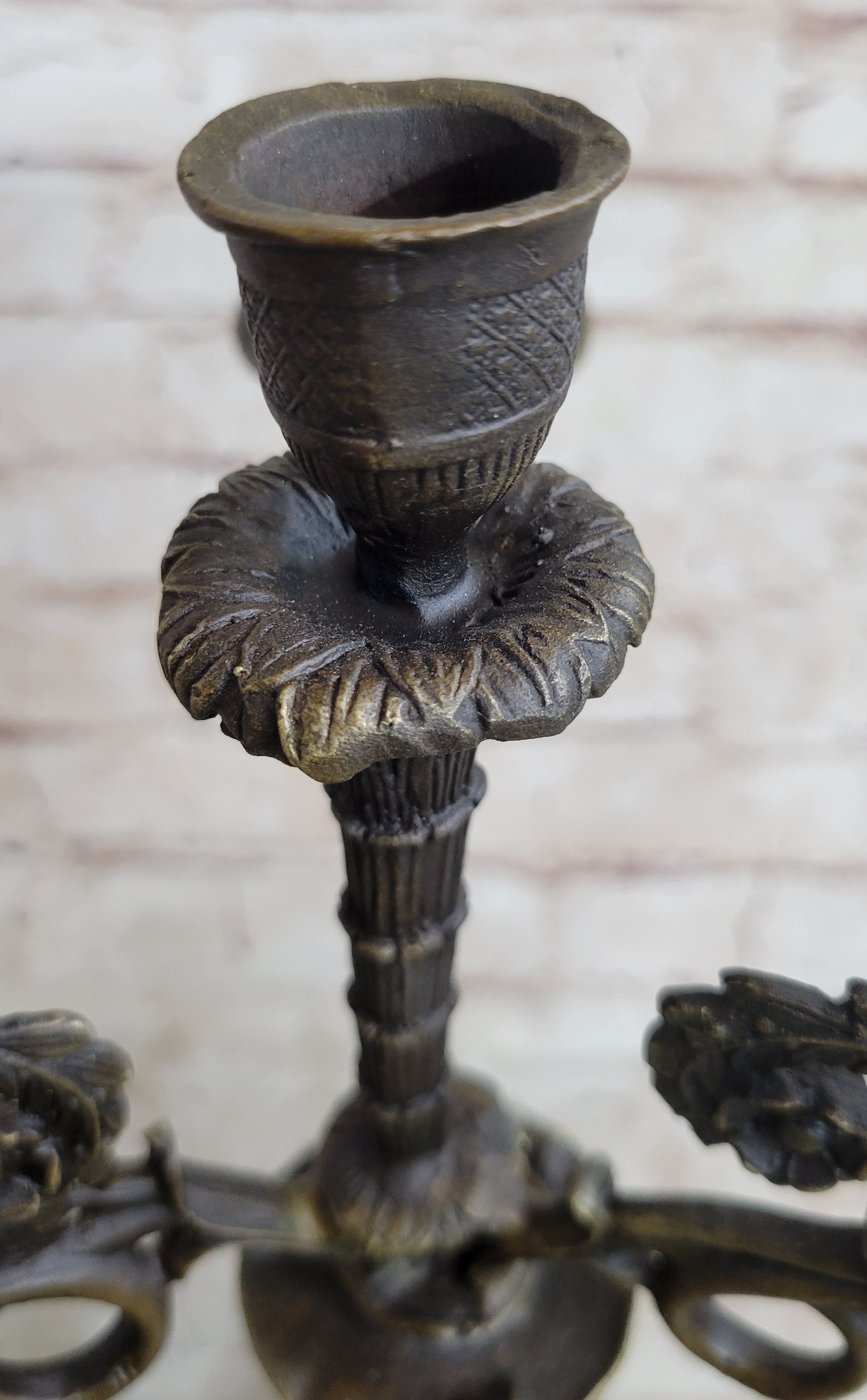 Hot Cast Bronze Cherubim Candle Holder Candelabra 16" x 8"