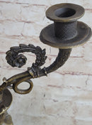 Hot Cast Bronze Cherubim Candle Holder Candelabra 16" x 8"