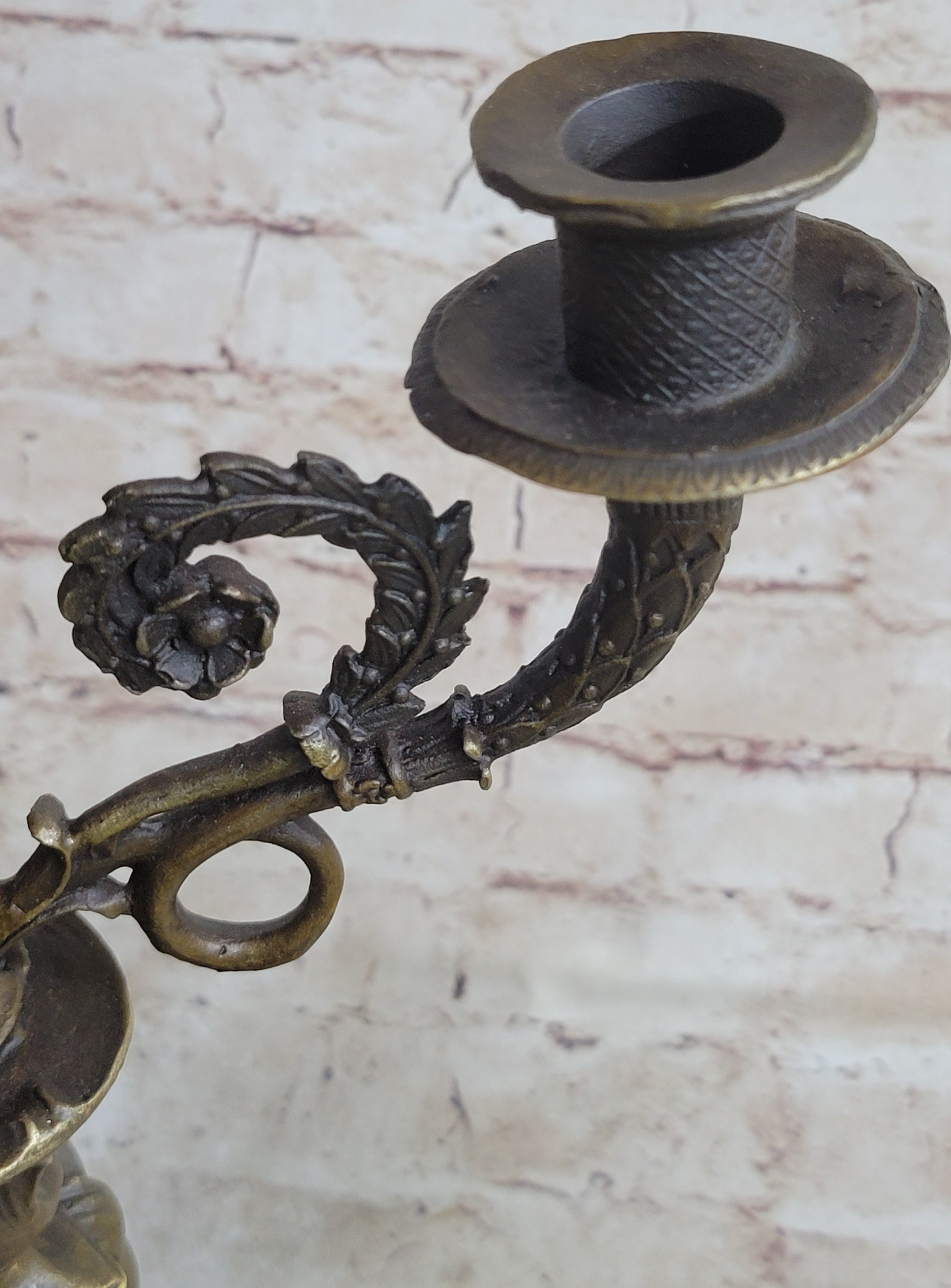 Hot Cast Bronze Cherubim Candle Holder Candelabra 16" x 8"