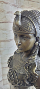 100% BRONZE ORIGINAL NUDE QUEEN W/ LION EGYPTIAN GREEK ANCIENT STYLE FIGURE DECO