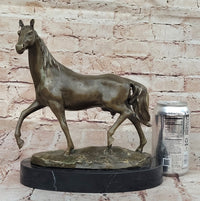 Bronze Horse Sculpture on Black Marble Base after PJ Mene