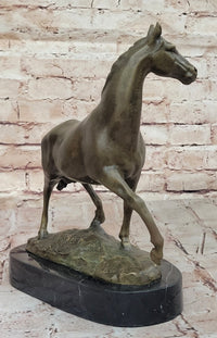 Bronze Horse Sculpture on Black Marble Base after PJ Mene