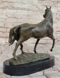Bronze Horse Sculpture on Black Marble Base after PJ Mene