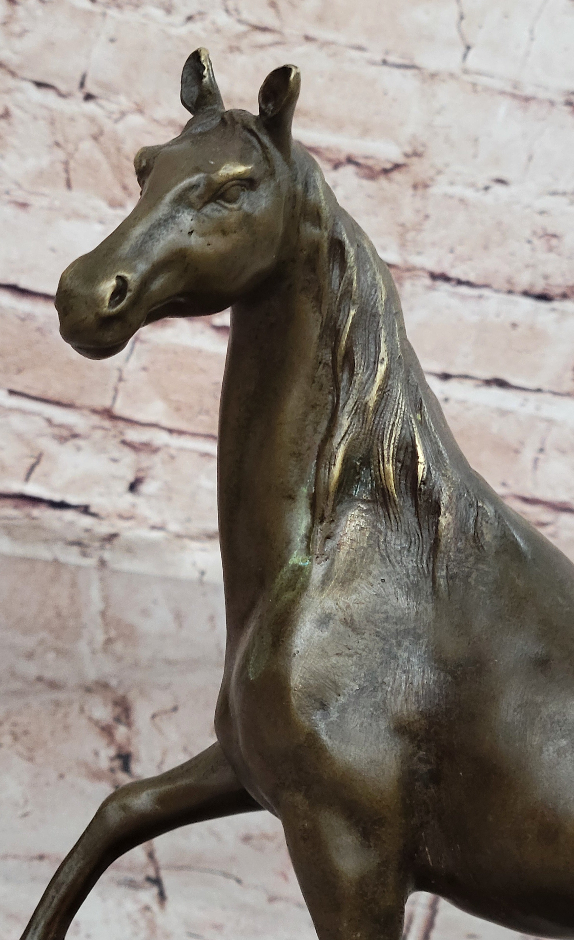 Bronze Horse Sculpture on Black Marble Base after PJ Mene