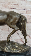 Bronze Horse Sculpture on Black Marble Base after PJ Mene