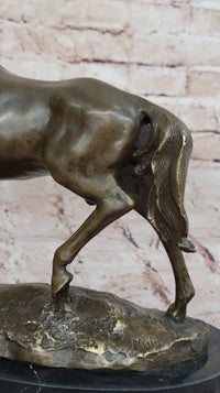 Bronze Horse Sculpture on Black Marble Base after PJ Mene