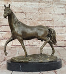 Bronze Horse Sculpture on Black Marble Base after PJ Mene