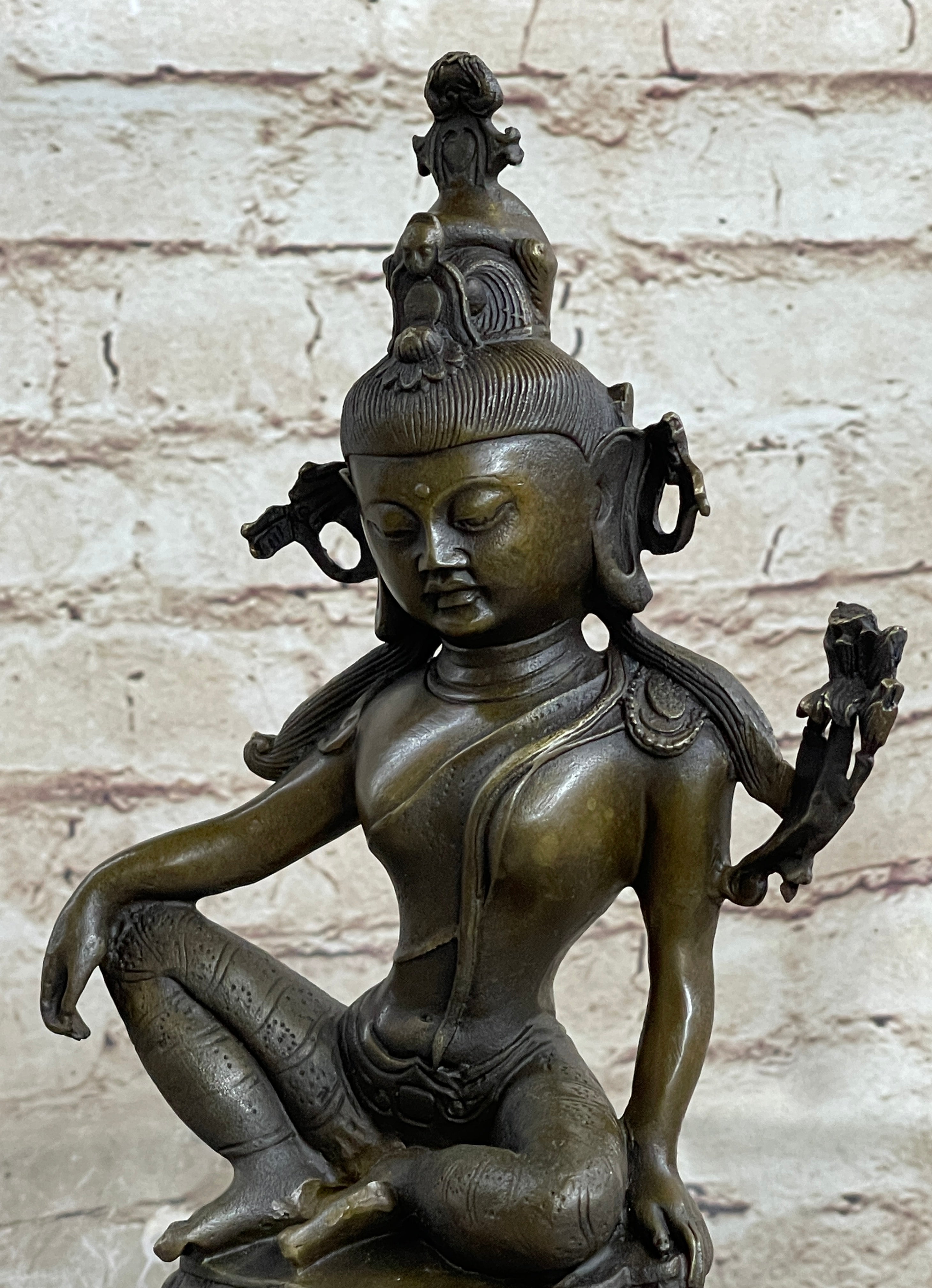 Kwan Yin Hot Cast Bronze Sculpture Buddhism Shrine Art