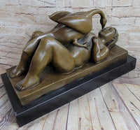 Signed Botero Lady and the Swan Bronze Sculpture Art Deco