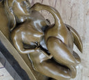 Signed Botero Lady and the Swan Bronze Sculpture Art Deco