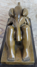 Signed Botero Lady and the Swan Bronze Sculpture Art Deco