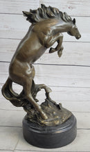 Bronco Stallion Bronze Sculpture 12" x 9.5" Marble Base