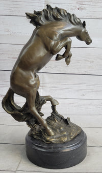 Bronco Stallion Bronze Sculpture 12" x 9.5" Marble Base