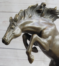 Bronco Stallion Bronze Sculpture 12" x 9.5" Marble Base