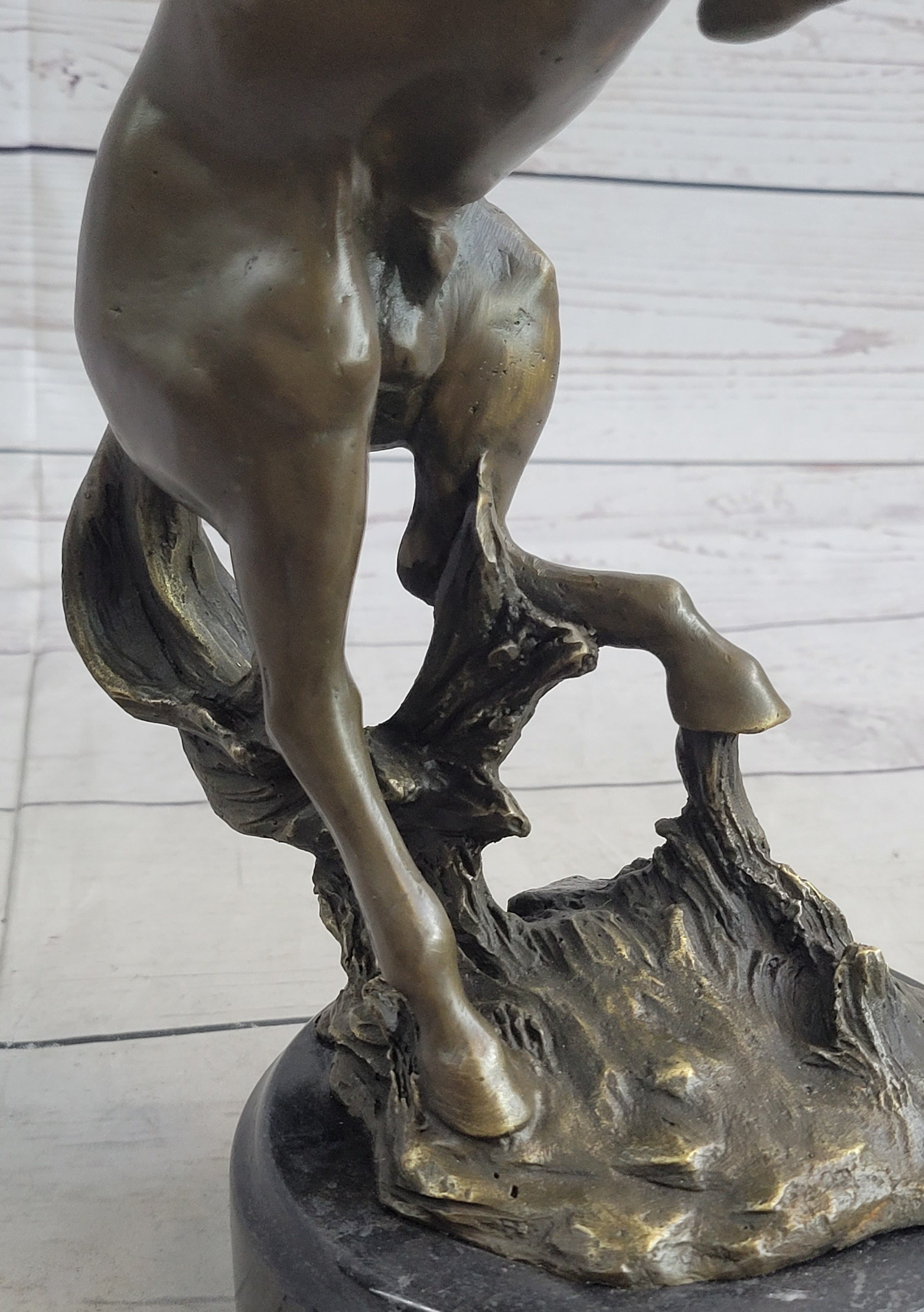 Bronco Stallion Bronze Sculpture 12" x 9.5" Marble Base