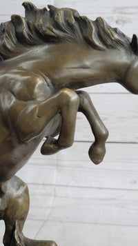 Bronco Stallion Bronze Sculpture 12" x 9.5" Marble Base
