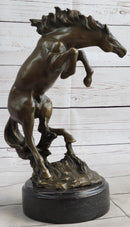 Bronco Stallion Bronze Sculpture 12" x 9.5" Marble Base