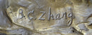 Galloping Pair of Horses Bronze Sculpture Signed Zhang 10" x 17"