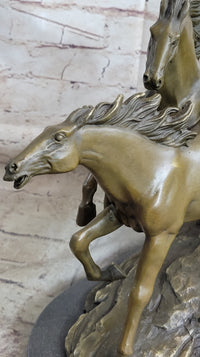 Bronze Marble Wild Horse Galloping Mustang Hot Cast