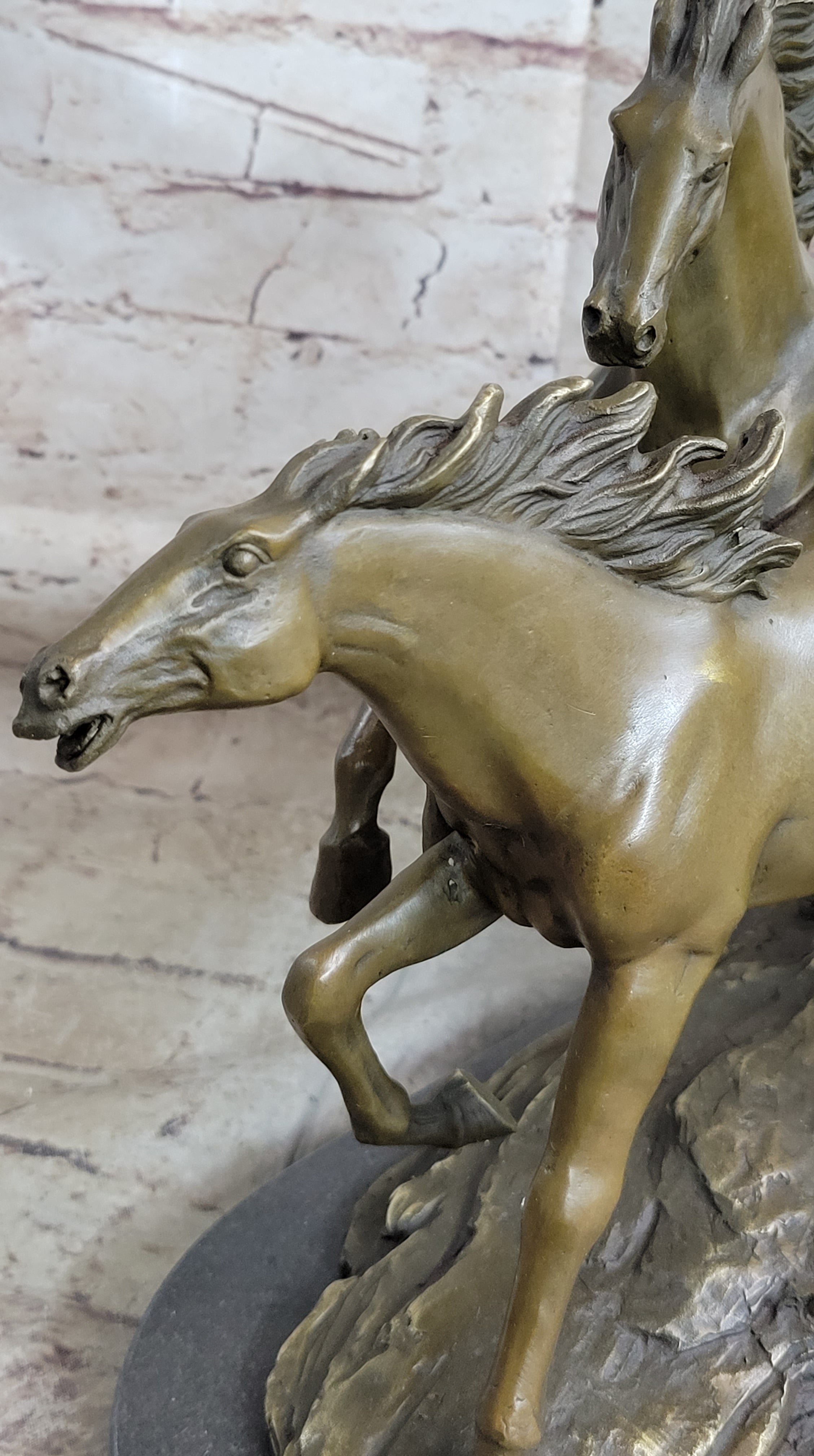 Bronze Marble Wild Horse Galloping Mustang Hot Cast