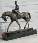 Polo Jockey on Horseback Bronze Sculpture Signed on Marble Base