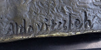 Polo Jockey on Horseback Bronze Sculpture Signed on Marble Base