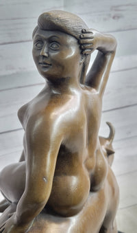 Europa & Zeus as a Bull Bronze Sculpture Statue Nude Female Figure by Fernando Botero