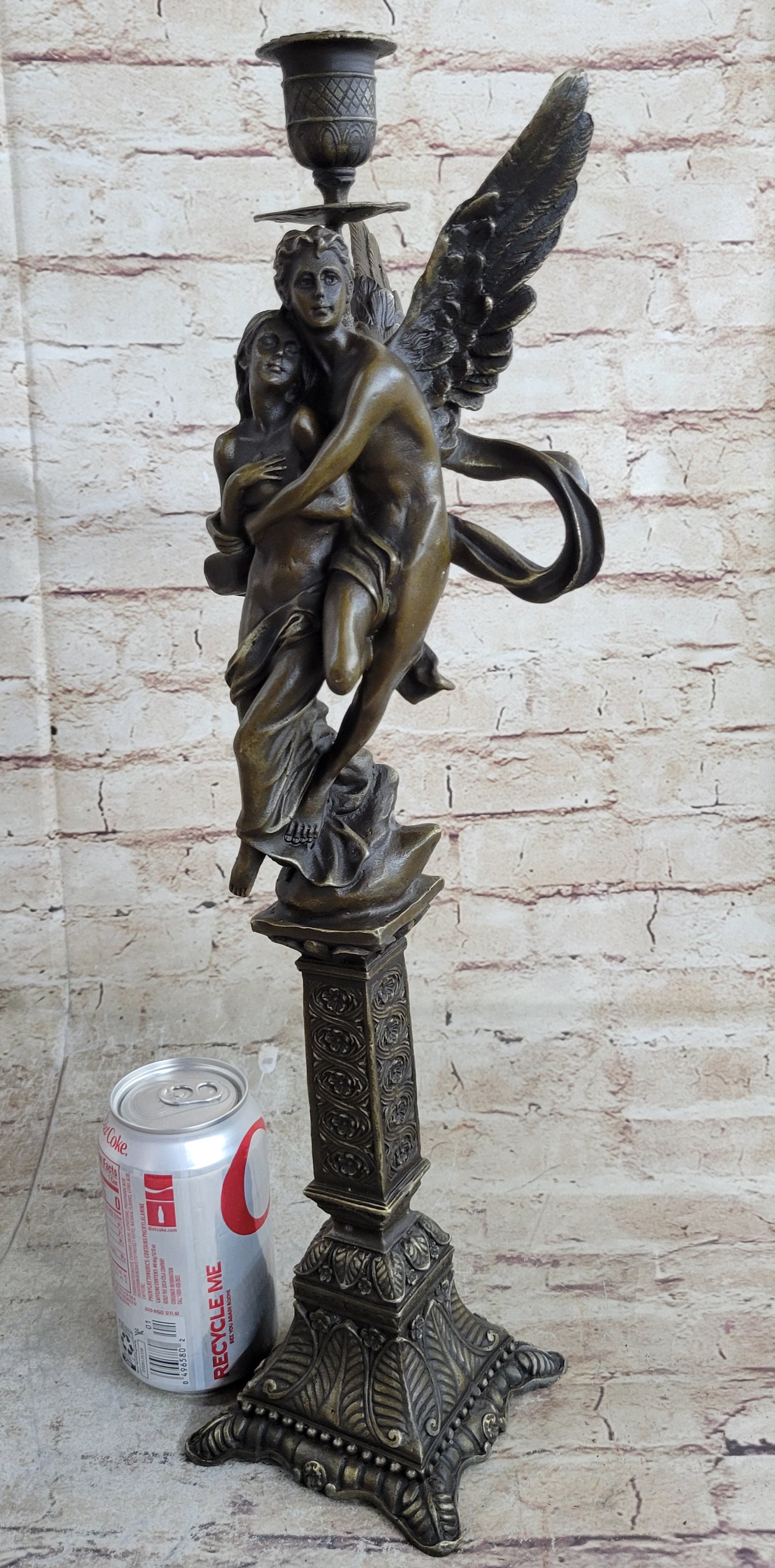 Solid Bronze Sculpture Angel 'Psyche and Eros' Cupid