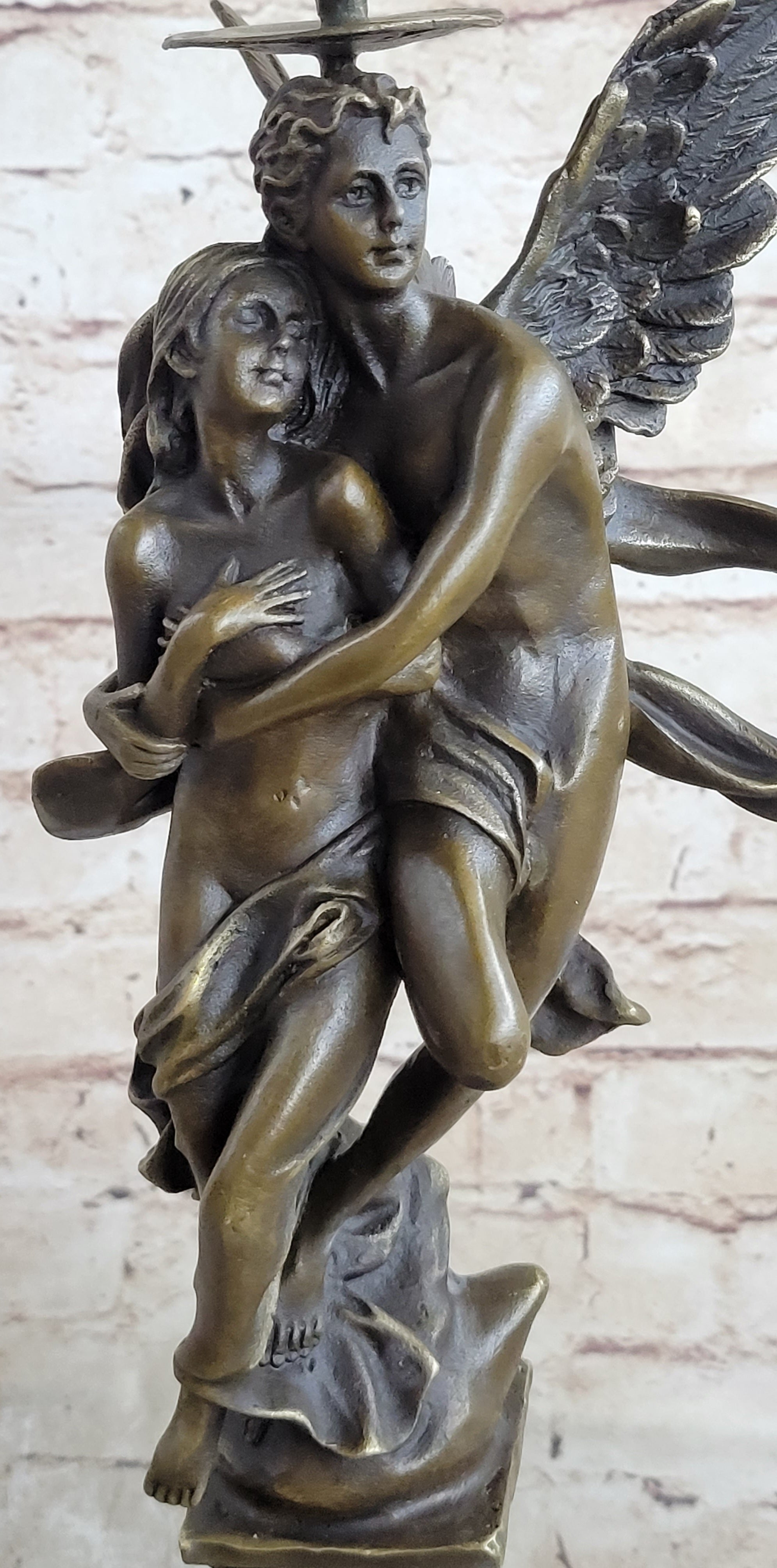 Solid Bronze Sculpture Angel 'Psyche and Eros' Cupid